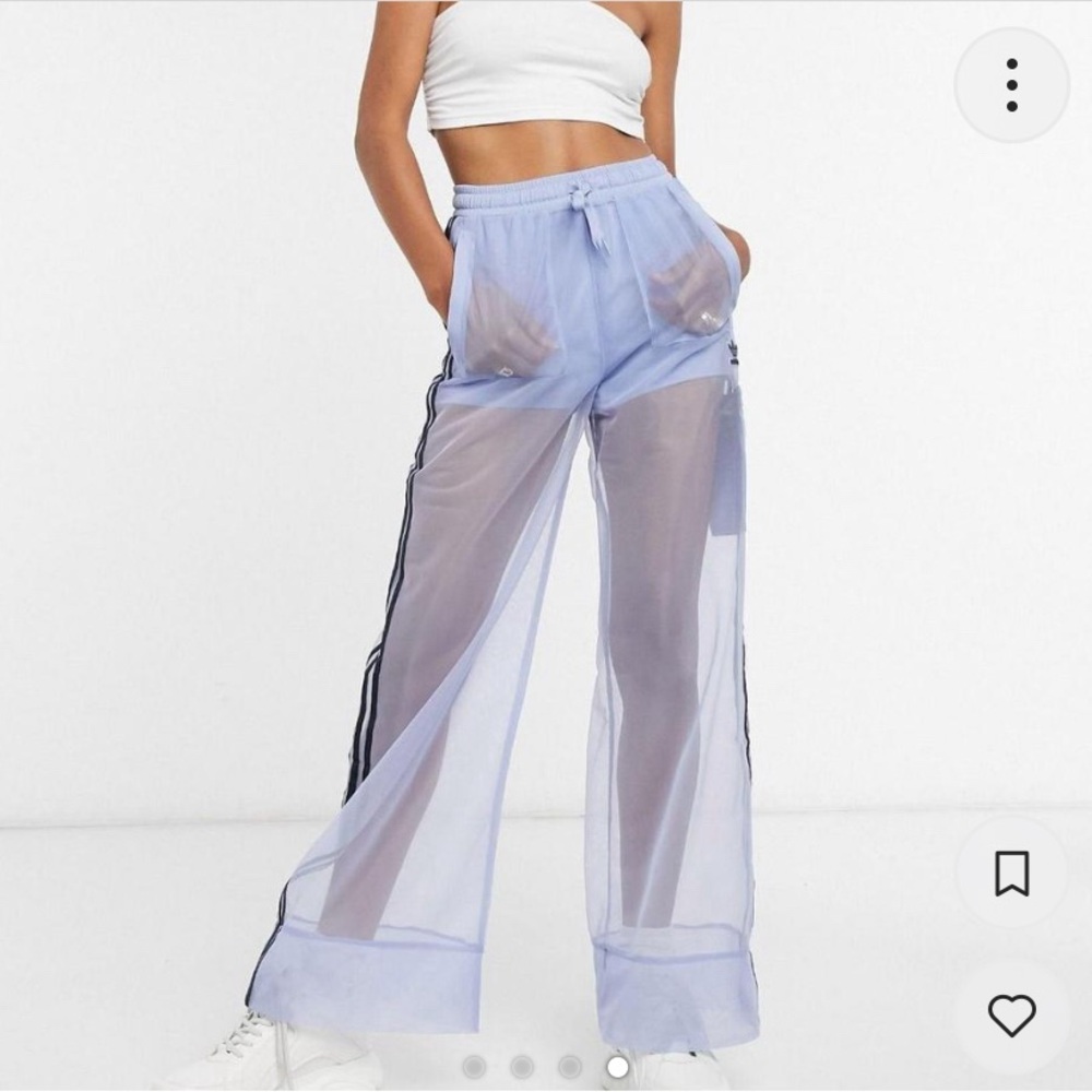Adidas Deadstock Lilac Mesh Sheer Track Pants Shorts Included